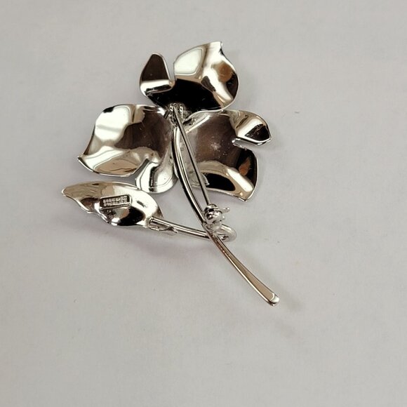 Vintage Bond Boyd Sterling Flower Brooch Pin - Picture 8 of 10